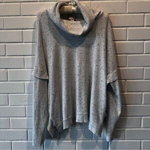 Anthropologie 9N15 poncho sweater white with blue speckles